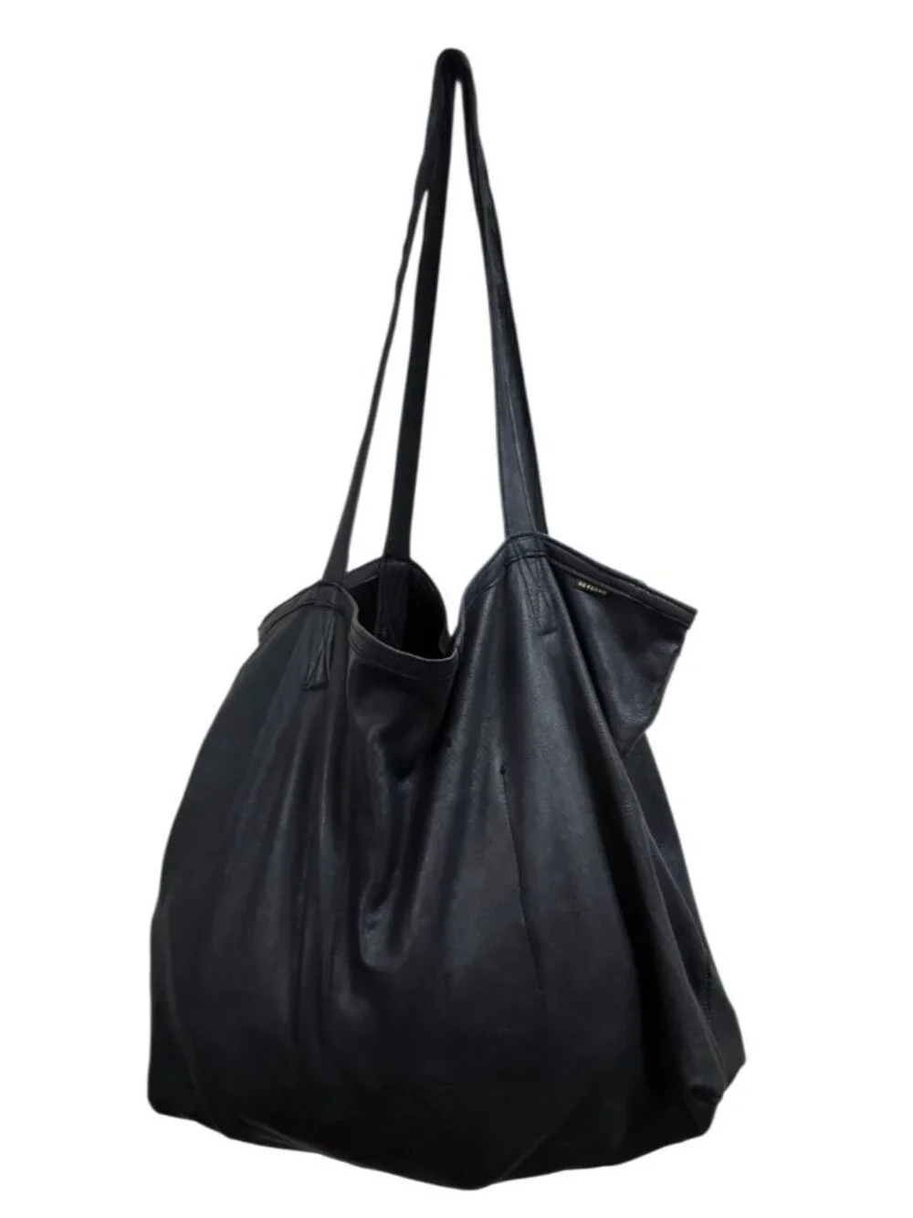 Vintage Orchard M/C Black Leather Oversized Tote Bag Made in USA Carryall